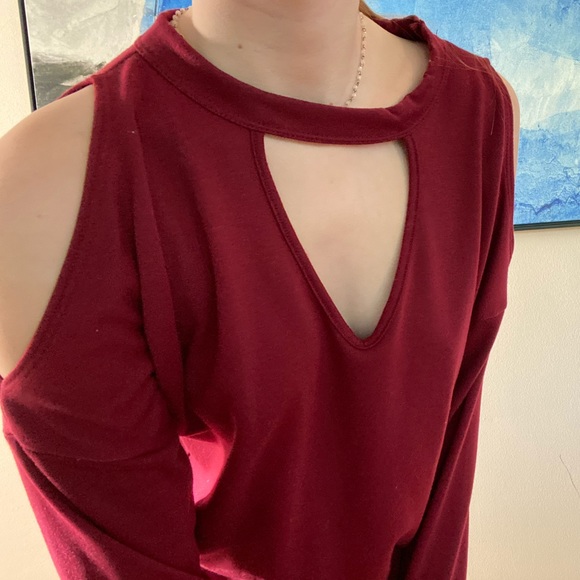 Charolette Russe Red Long Sleeve Top with Cut-Outs - Picture 4 of 4